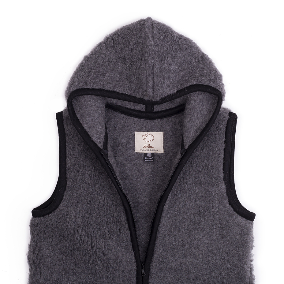 Hooded Wool Vest Dark Grey