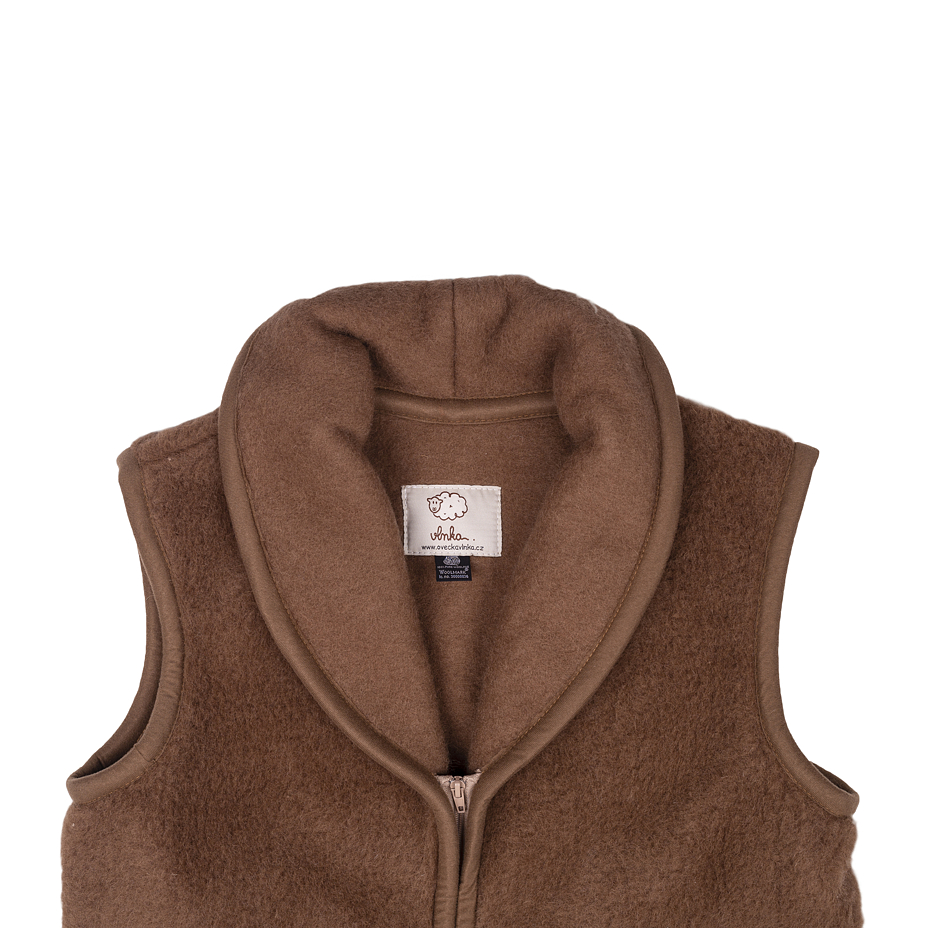 Wool Vest with Collar Brown
