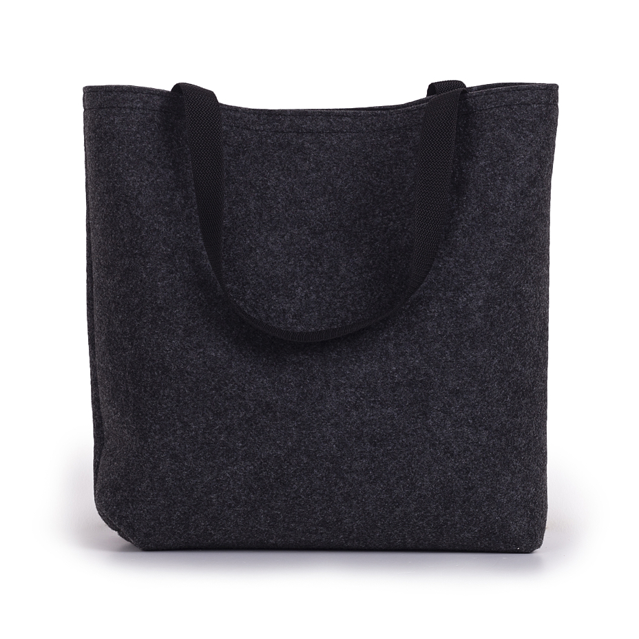 Felt Tote Bag with Short Straps Black