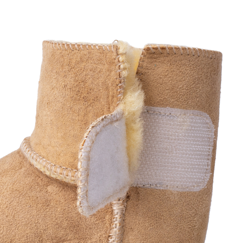 Baby Booties with Lamb's Wool Lining Beige