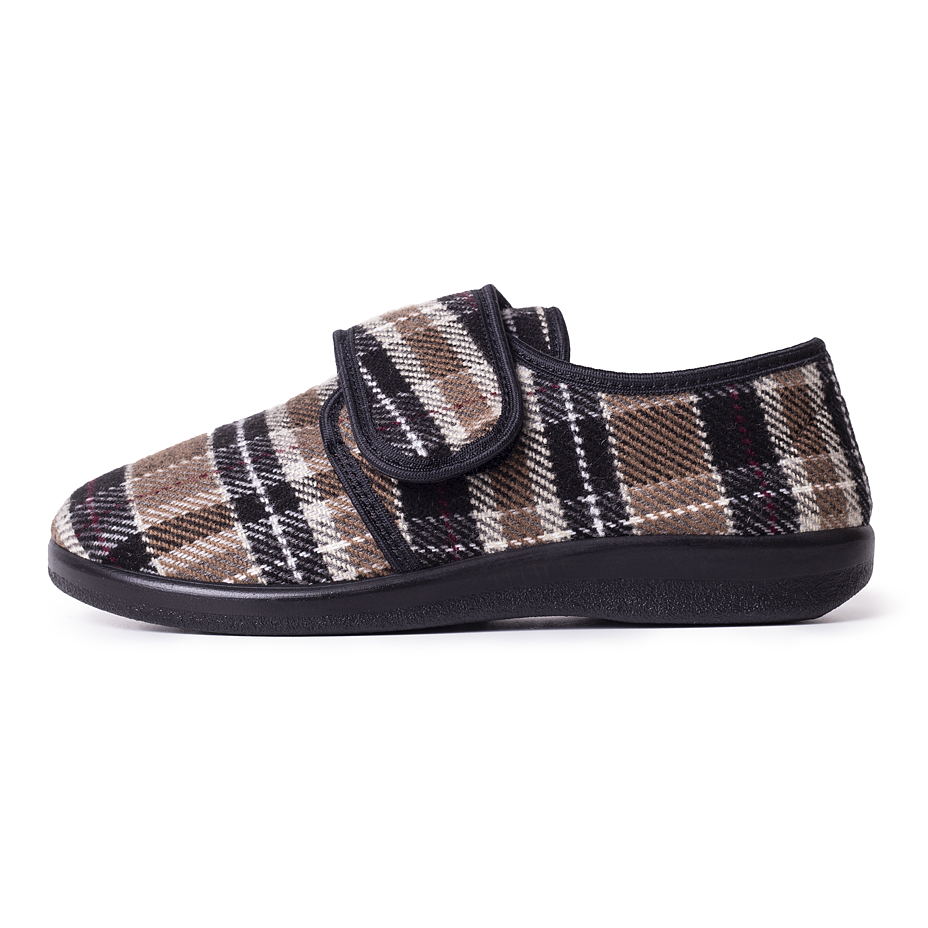 Women's Non-Slip Velcro Slippers Plaid