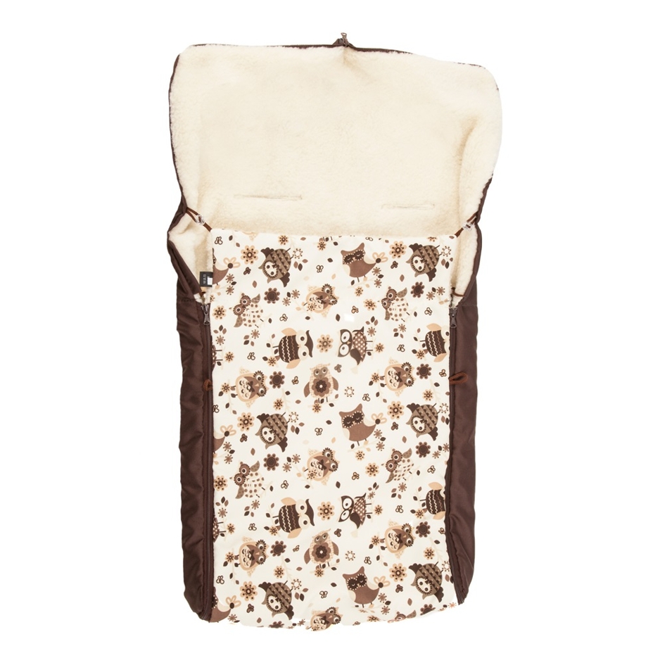 Footmuff with Wool Lining Owls