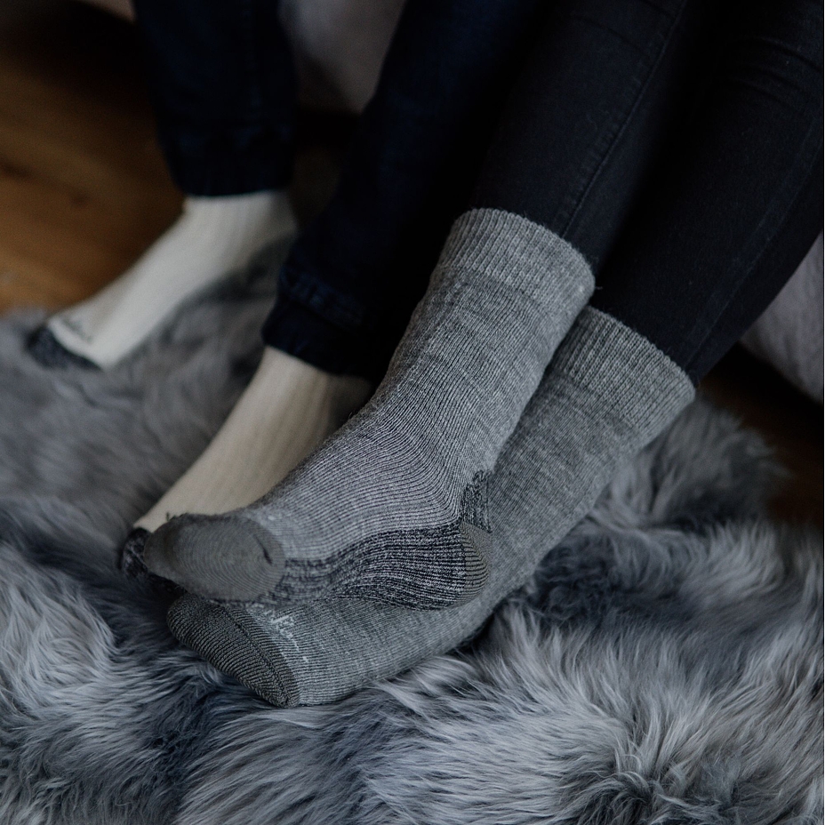 3 pairs Merino Loose Top Wool Socks Dark Grey