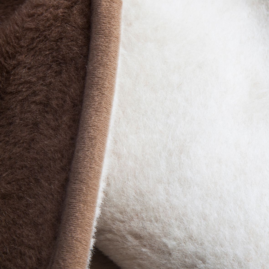 Merino wool blanket with camel wool double layer brown