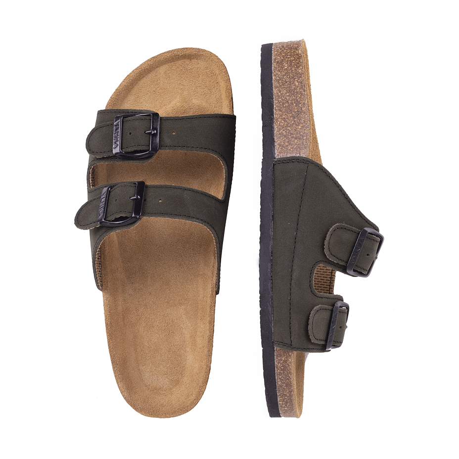 Women's anatomical cork slippers Linda  green