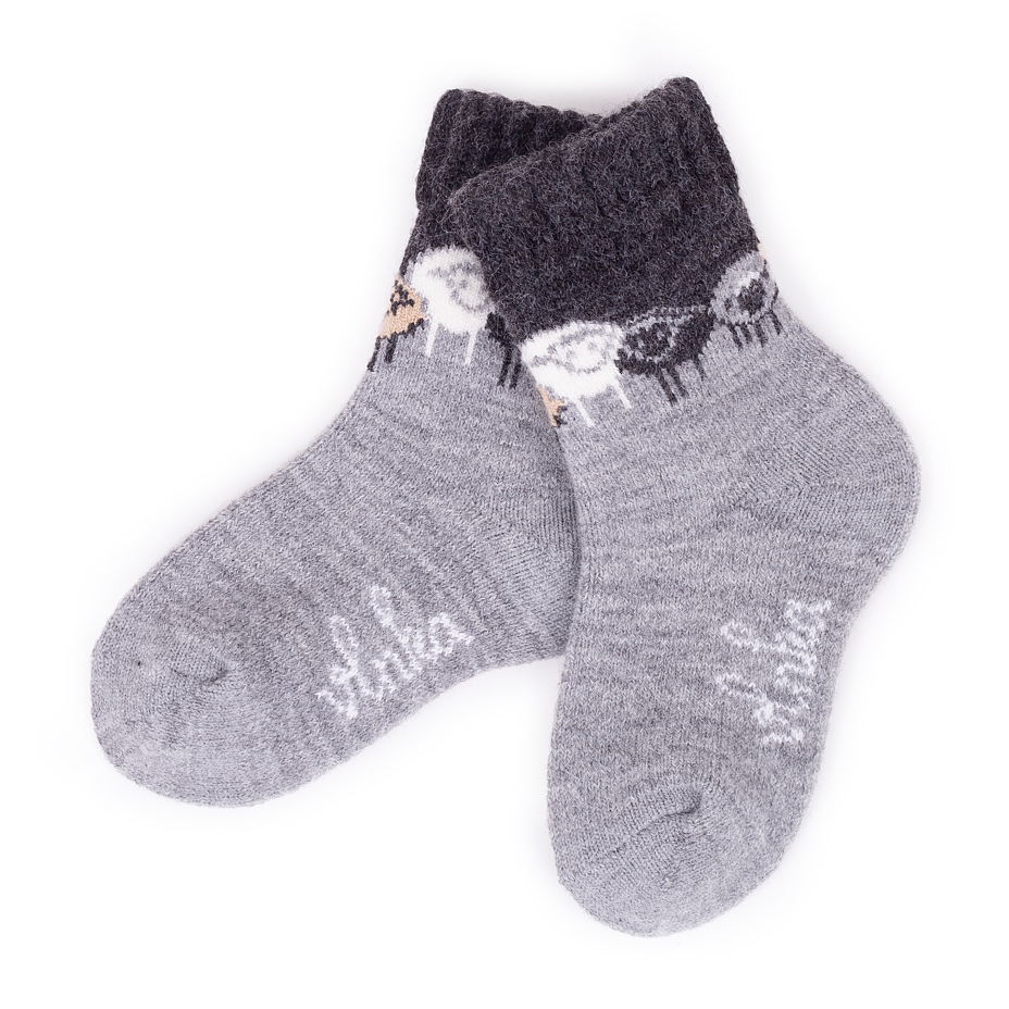 Kids’ Merino socks Lamb Friends Dark Grey