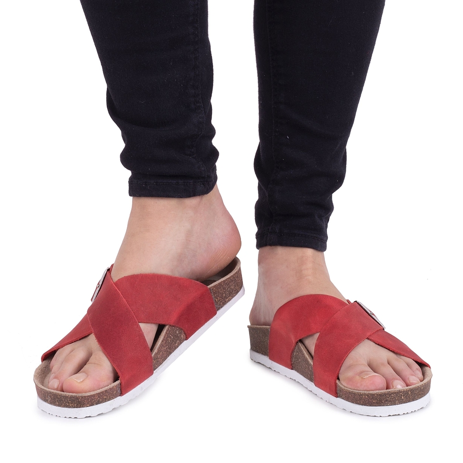 Women's anatomical cork slip-ons Martina Red