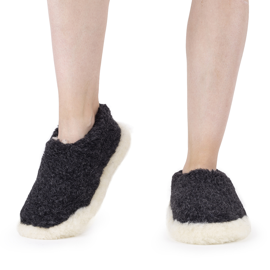 Wool ankle slipper boots Black