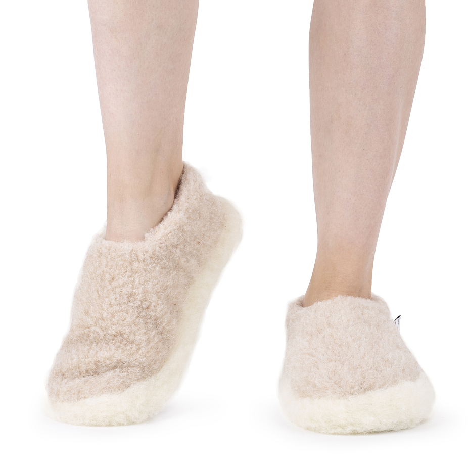 Wool ankle slipper boots Beige