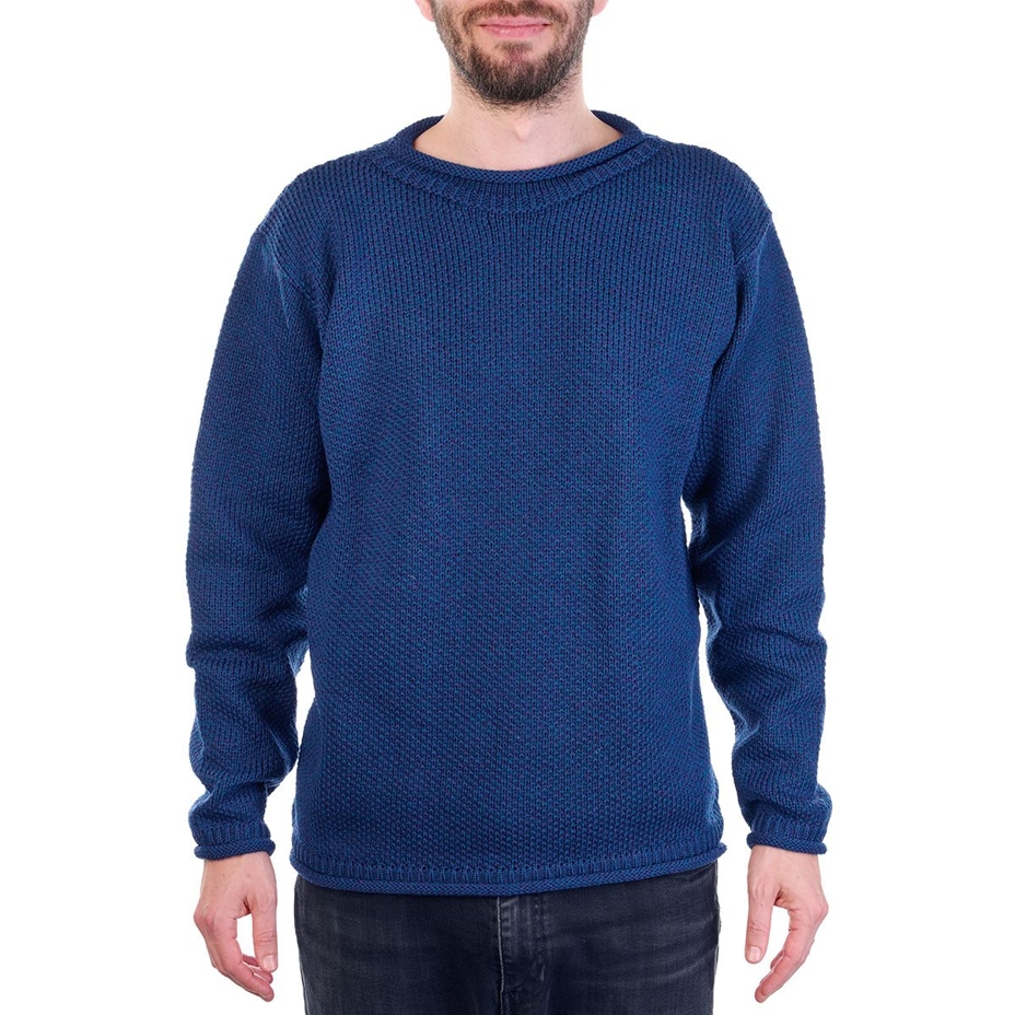 Men's Merino wool pullover sweater dark blue