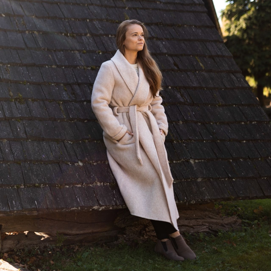 Wool wrap coat Beige