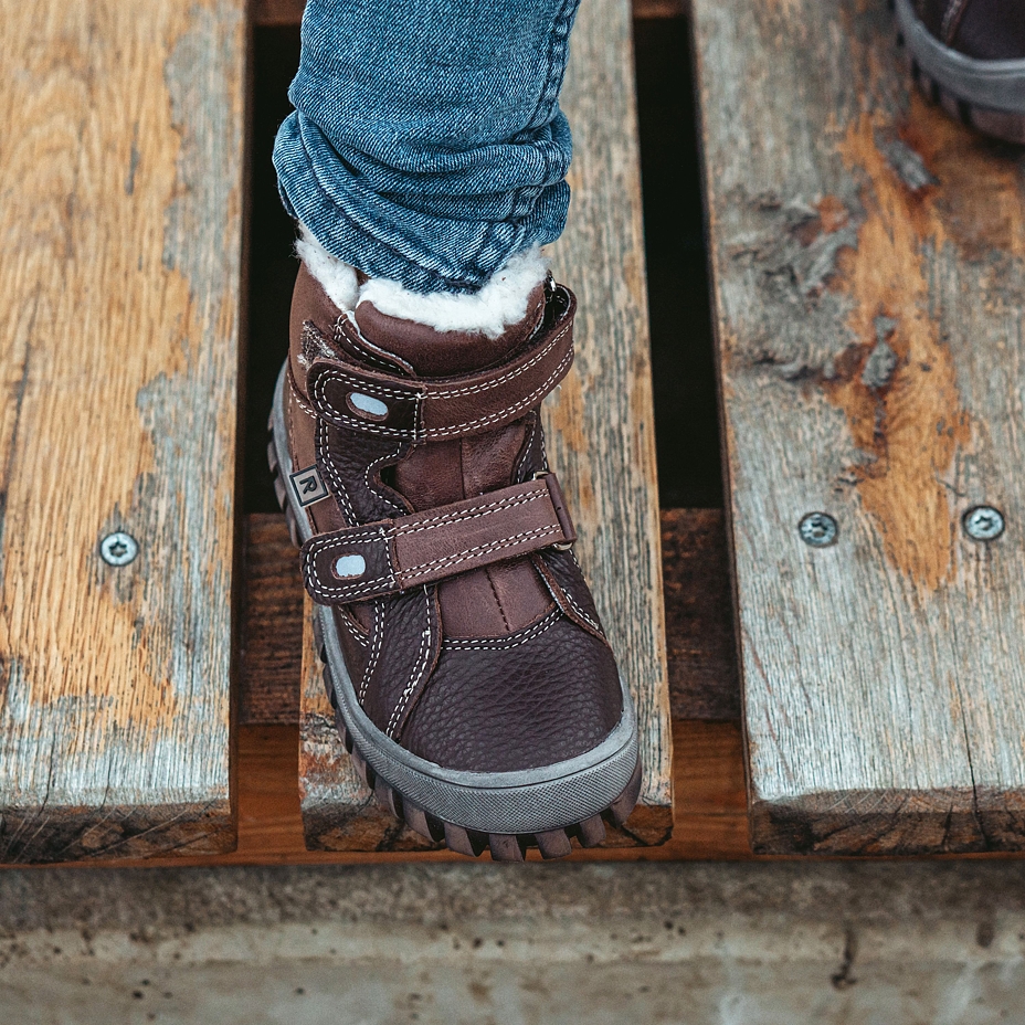 Kids’ Bobo Winter Boots with Sheep Wool Brown