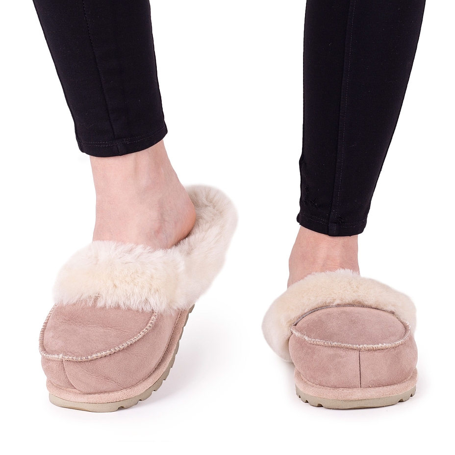 Women's Vanesa Leather Slippers with Wool Lining Beige