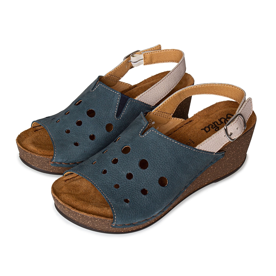 Women’s Valerie Leather Wedge Sandals Blue