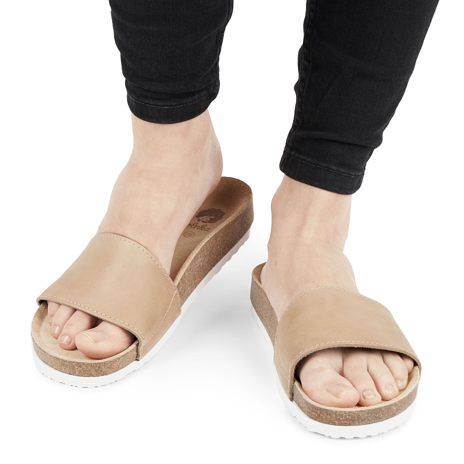 Women's Trepky Orthopaedic Cork Sliders Cream