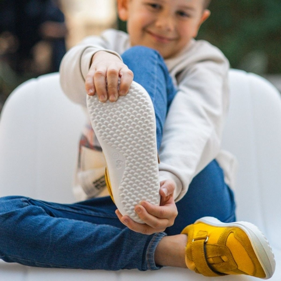 Kids’ Joy Leather Barefoot Trainers Yellow