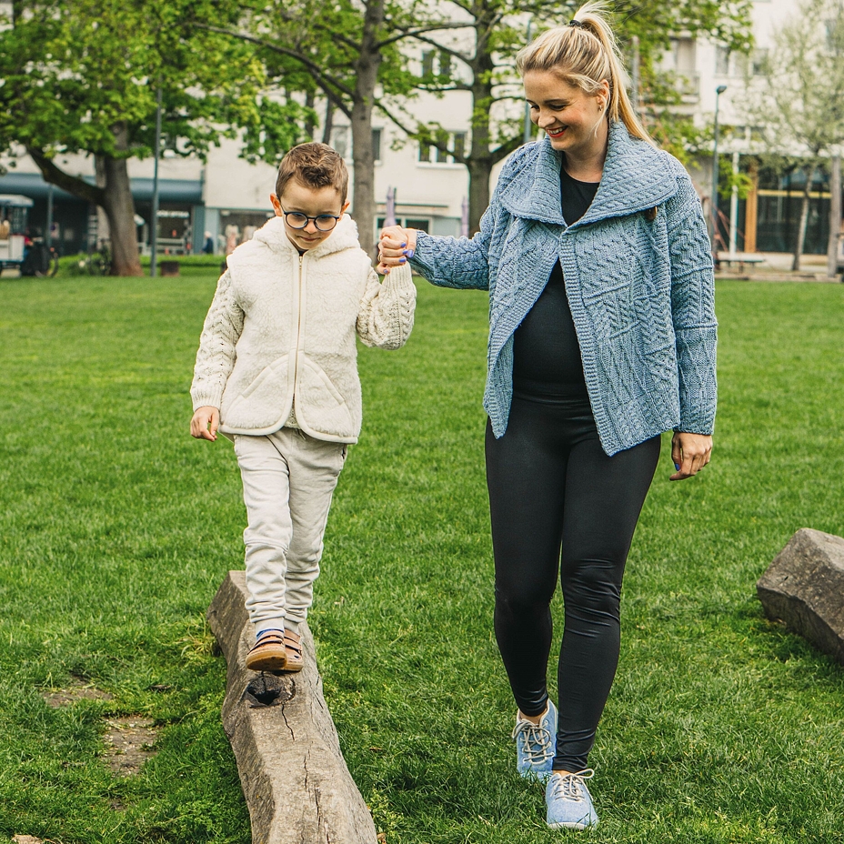Women's Merino wool sweater with button light blue