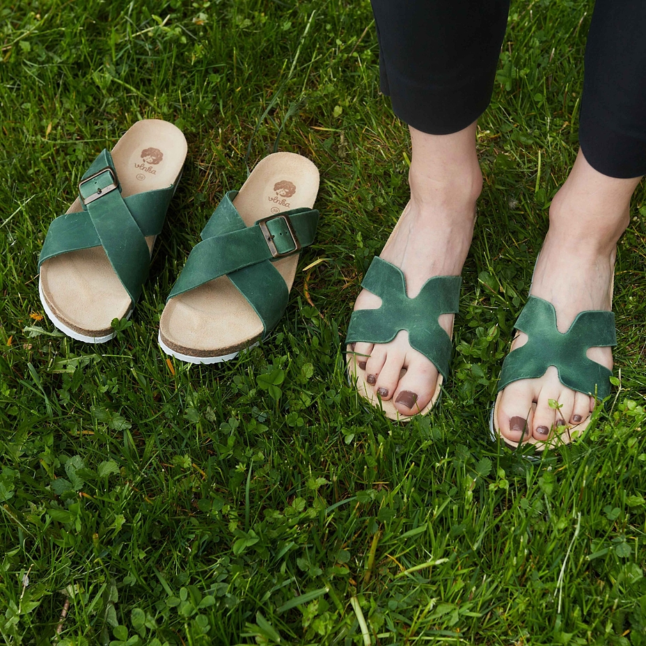 Women's anatomical cork slip-ons “Martina“ Green