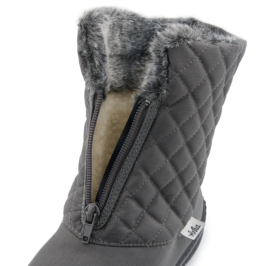 Women’s Zip-Up Quilted Snow Boots Grey