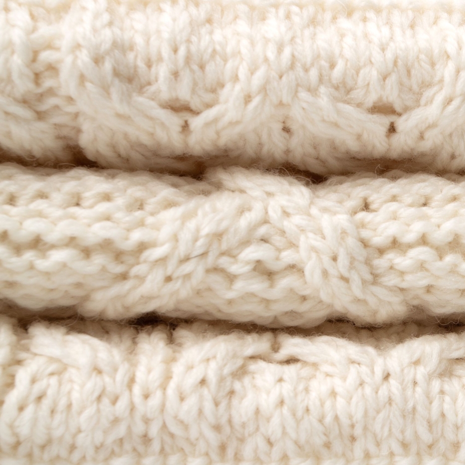 Merino wool knitted blanket natural