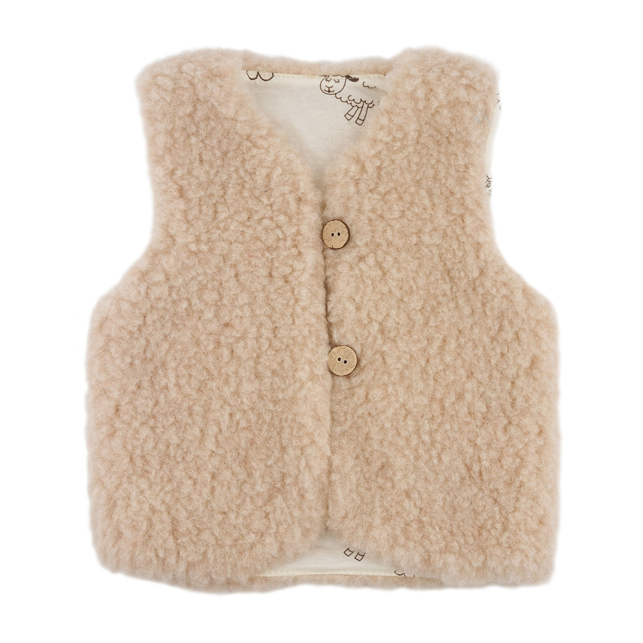 Kids’ Wool Vest with Lining Brown