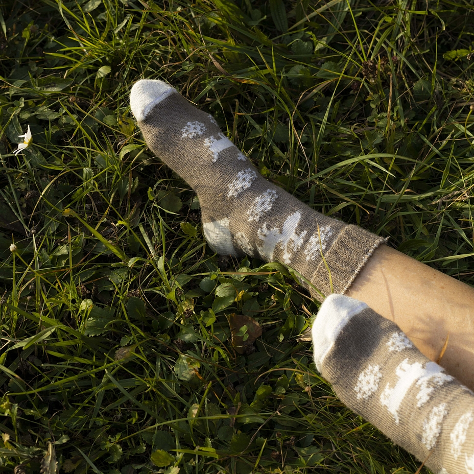 Merino Wool Socks Brown Reindeer