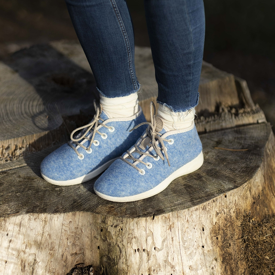 Woolee High-Top Wool Trainers with Lining Blue