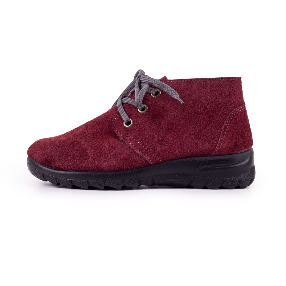 Women's Blanka Leather Ankle Boots with Wool Felt Red