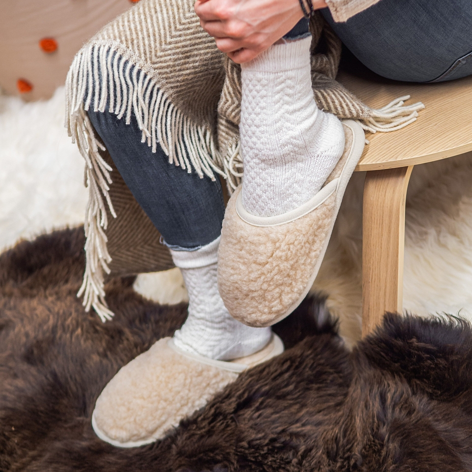 Wool Slippers Natural