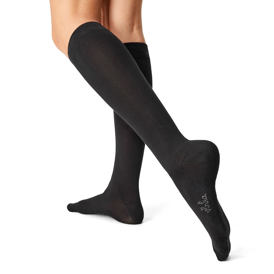 Cotton compression knee socks black