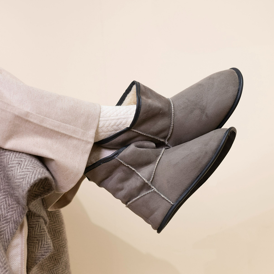 Slipper Boots with Wool Lining Grey