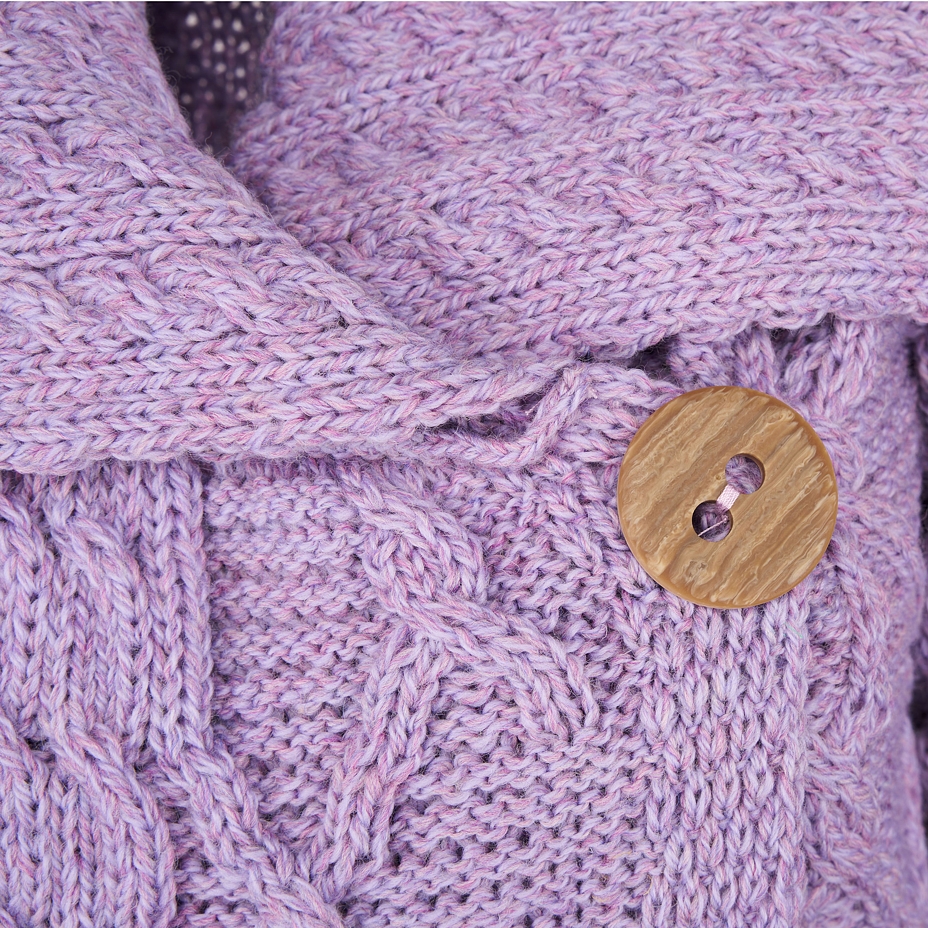 Women's Supersoft Merino wool sweater with button purple