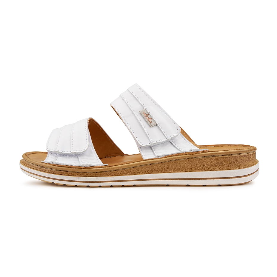 Women's wide leather slip-on shoes Dolores white