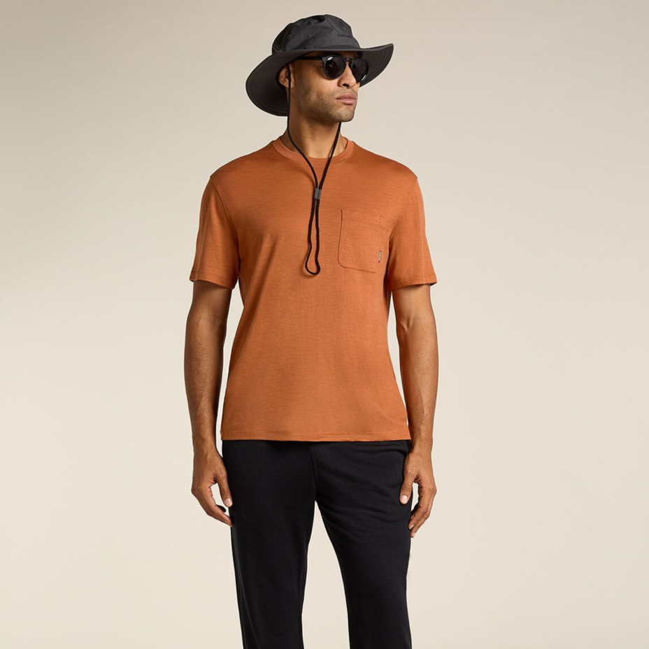 Men's T-shirt Merino 150 Tech Lite SS Relaxed Pocket Tee Icebreaker Dusty Clay