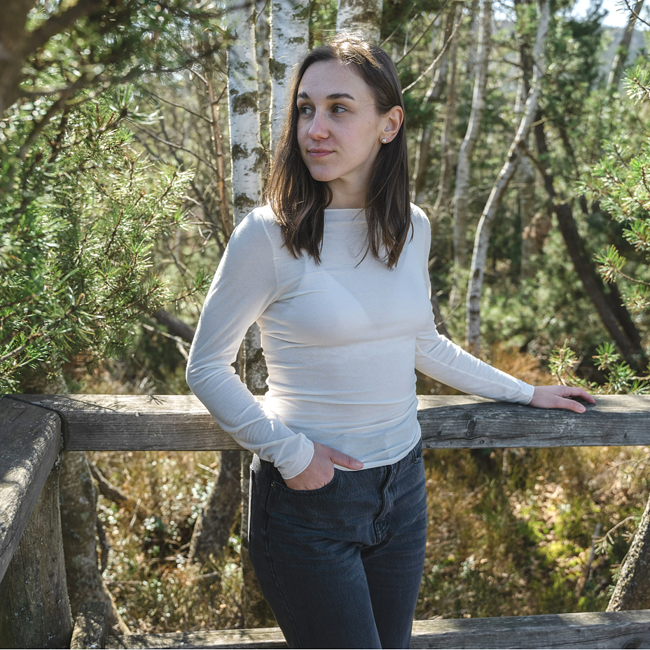 Women's Long Sleeve Modal T-Shirt with Cashmere Beige