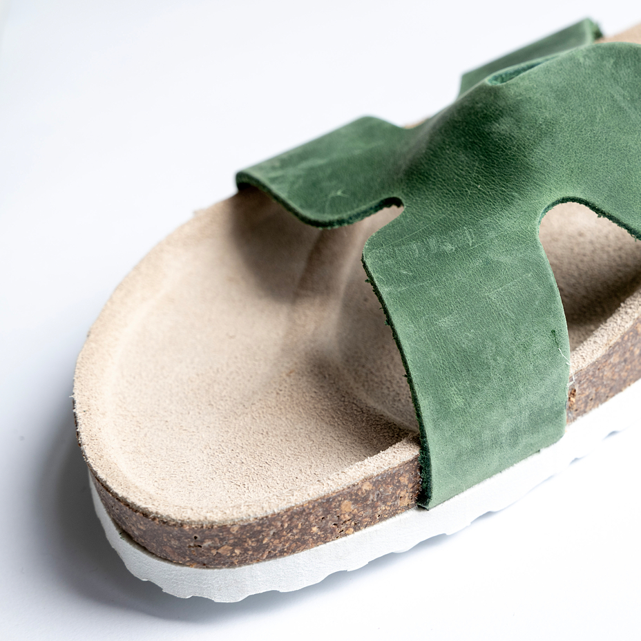 Women's cork anatomical slip-on shoes Zora green - 2nd quality