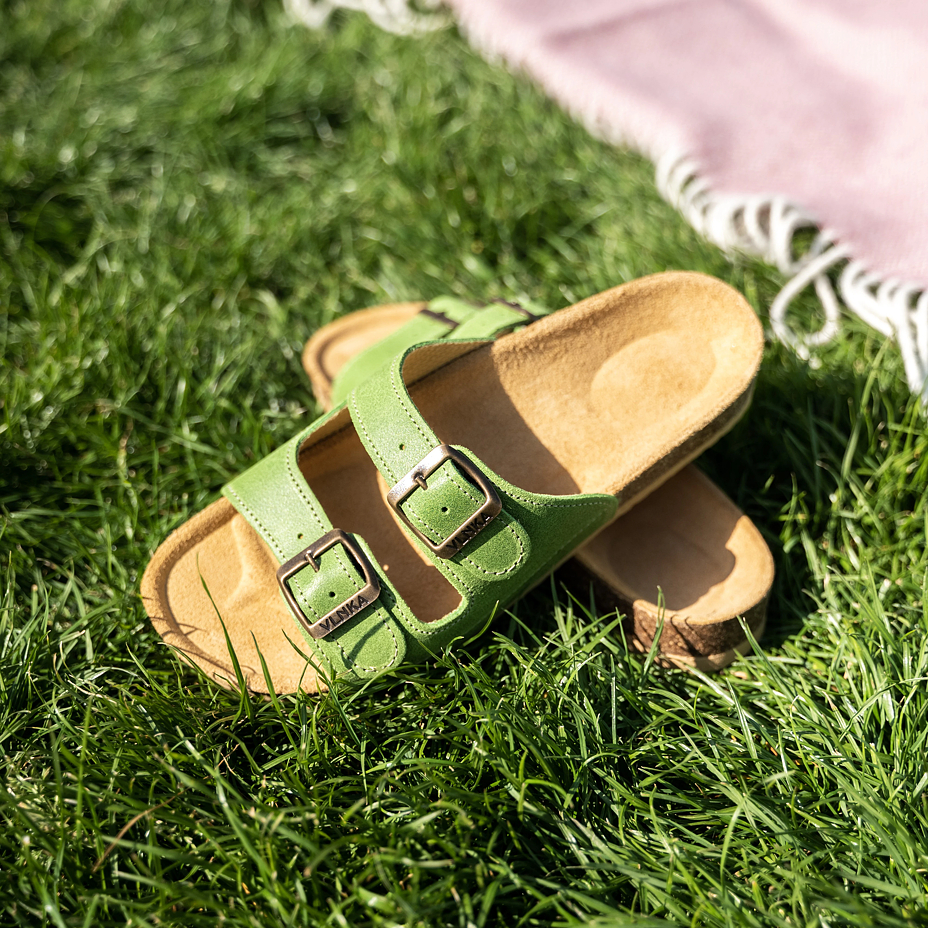 Women's anatomical cork slip-on shoes Linda light green