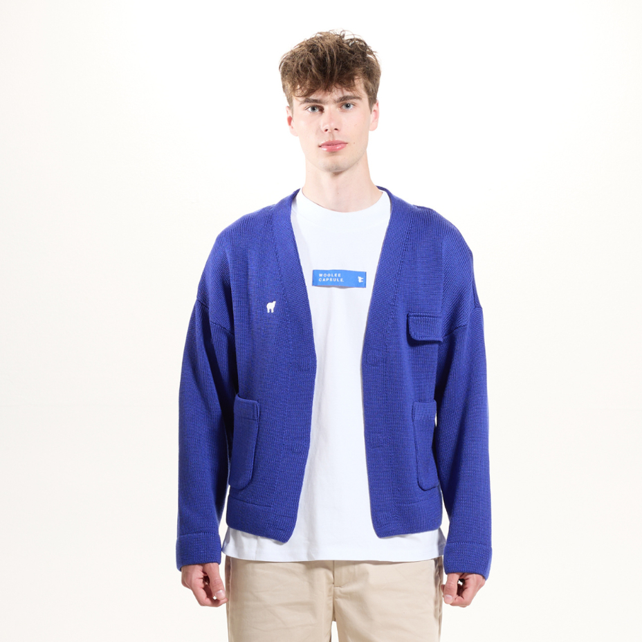 Merino Woolee Capsule wool cardigan blue