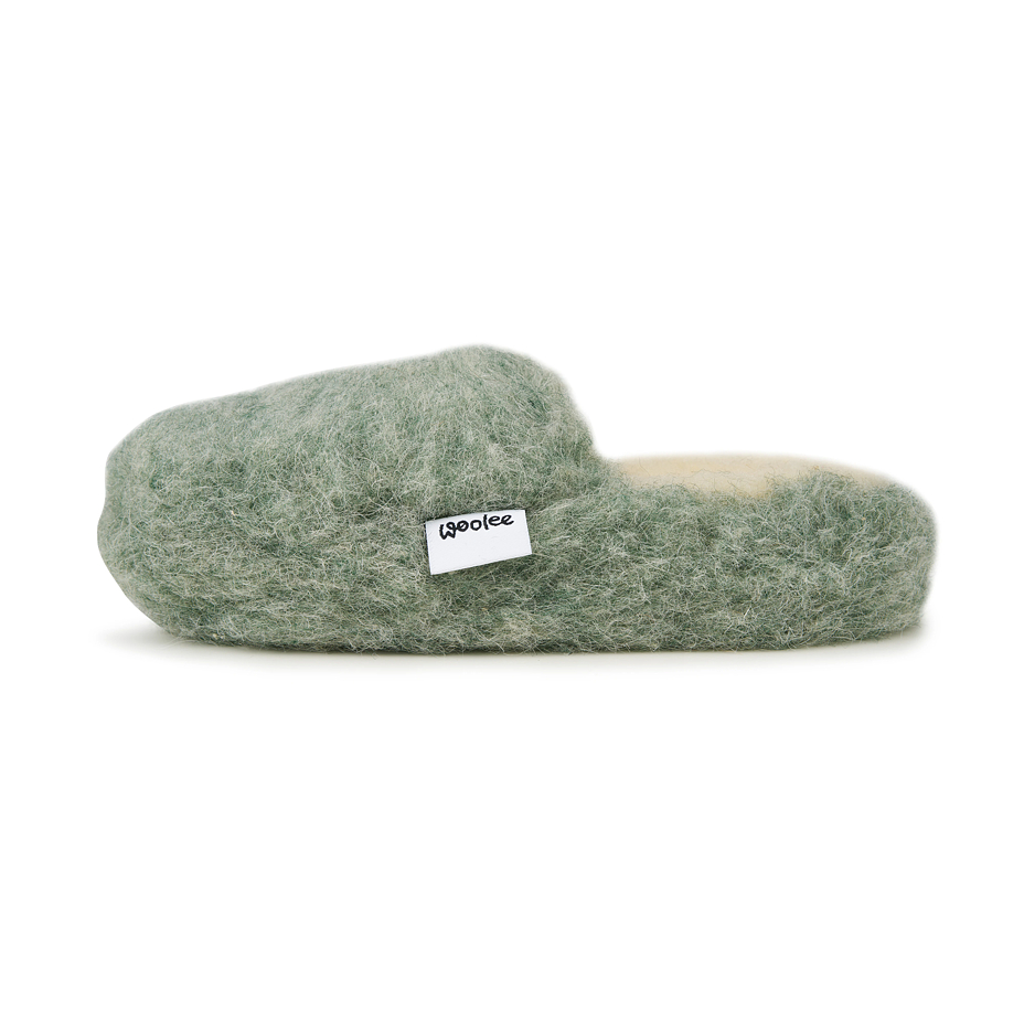 Children's TV slippers sheep wool green