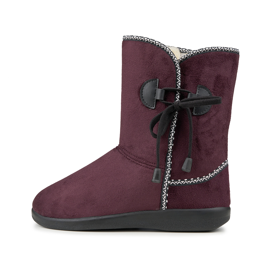Women's slipper boots with sheep wool burgundy