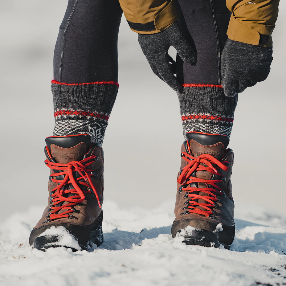 Merino Wool Socks Snowflake Dark Grey