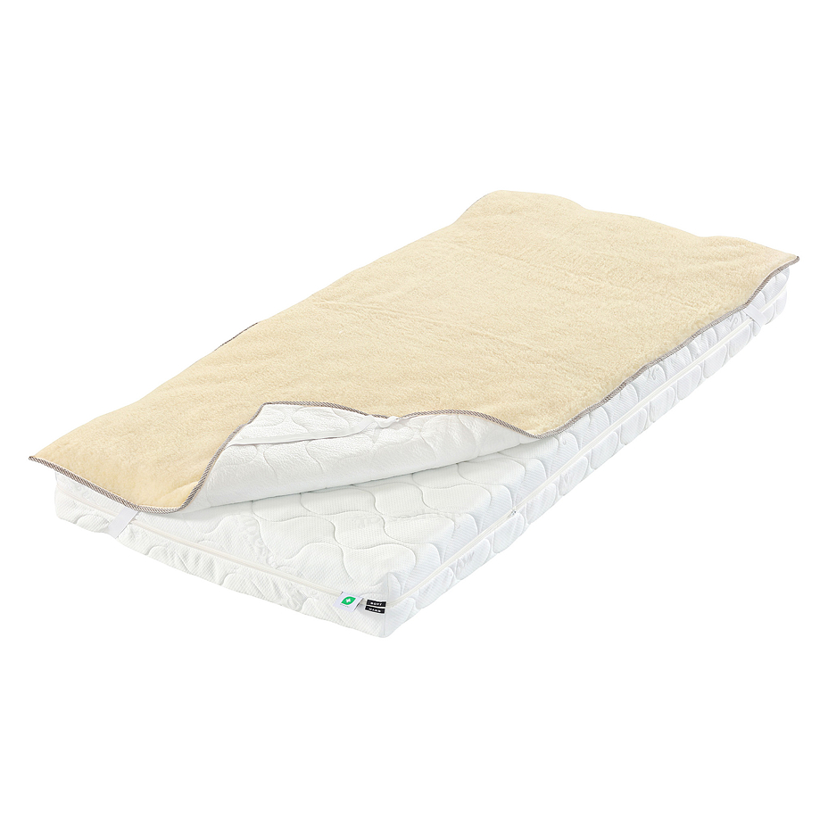 Reversible mattress protector with sheep wool and cooling side 90x200
