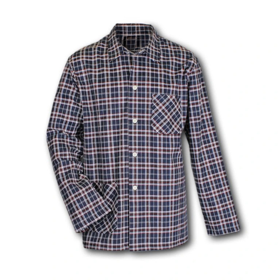 Men's flannel pajamas with long sleeves, blue-red