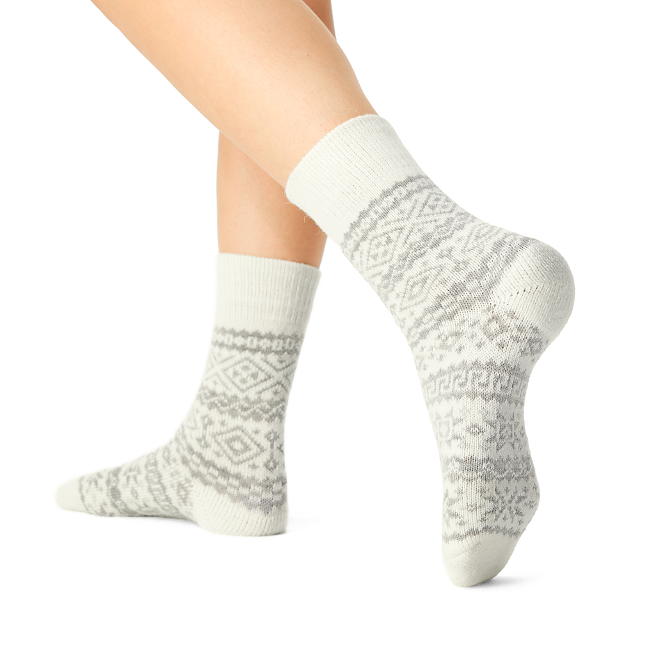 Merino Sheep Socks with Nordic Pattern Grey