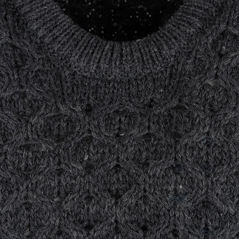 Men's wool sweater with round neck, dark gray