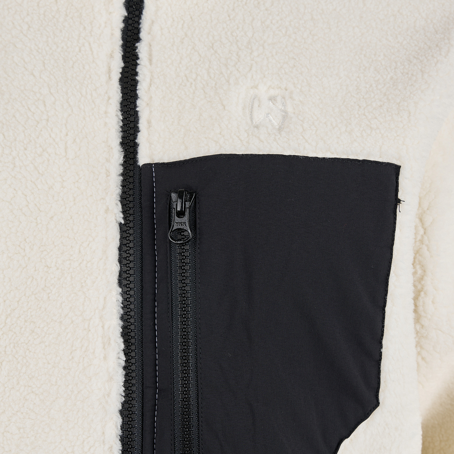 Women's fleece sweatshirt with two-way zipper white