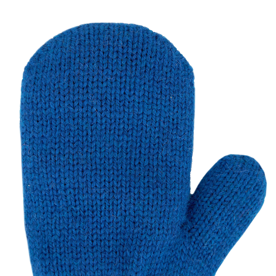 Children's woolen mittens with loop blue