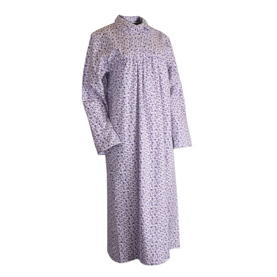 Women's flannel nightgown flower purple