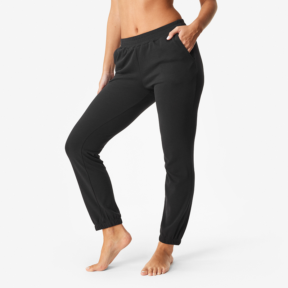 Women's elastic sweatpants with Merino wool black