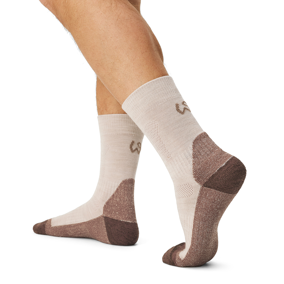 3 pairs of Merino wool trekking socks beige